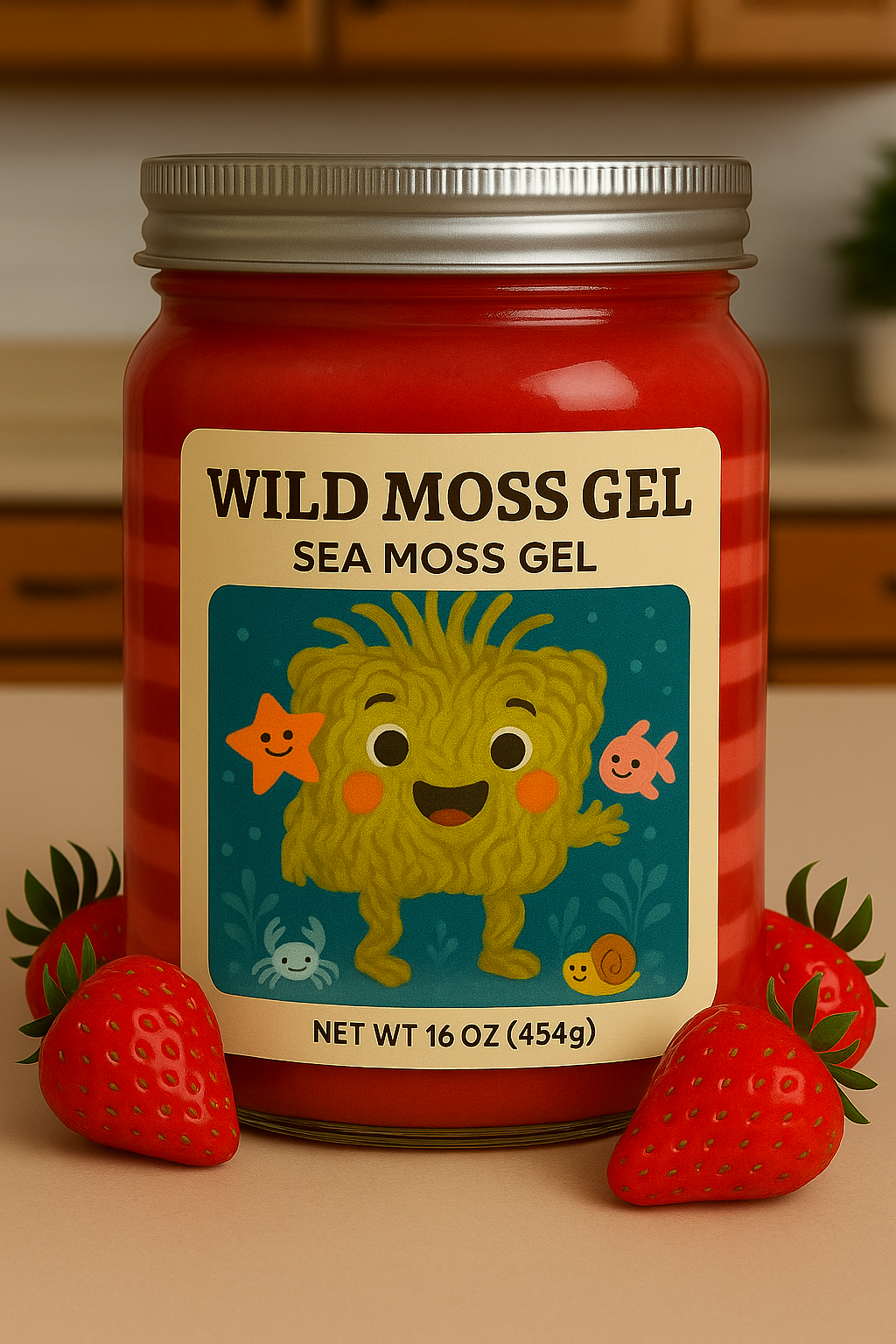 Sweetened Strawberry Fruit Layered Sea Moss Gel
